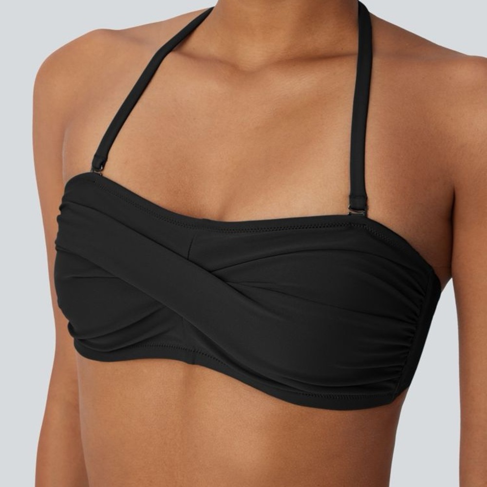 HALARA Adjustable and Removable Strap Black Halter Bikini Top - size S - NWT